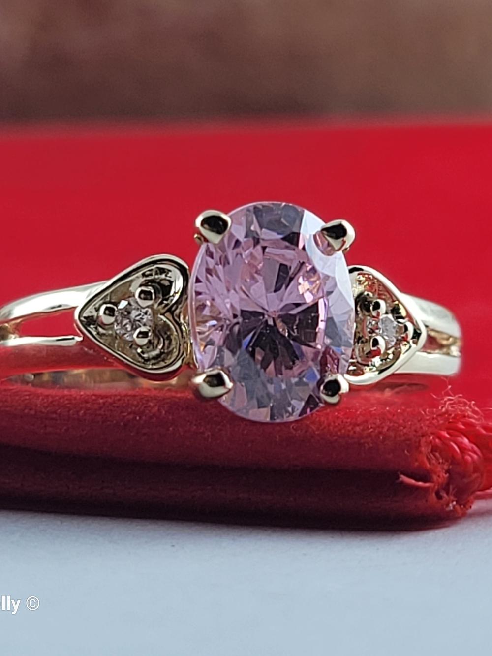14K Yellow Gold Pink Ice and Genuine Diamonds Ring Size 6 - Solid Gold! 👌🎁